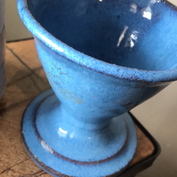 2 Clay Glazed Vases Signed Vintage Perfect - Picture 4 of 12